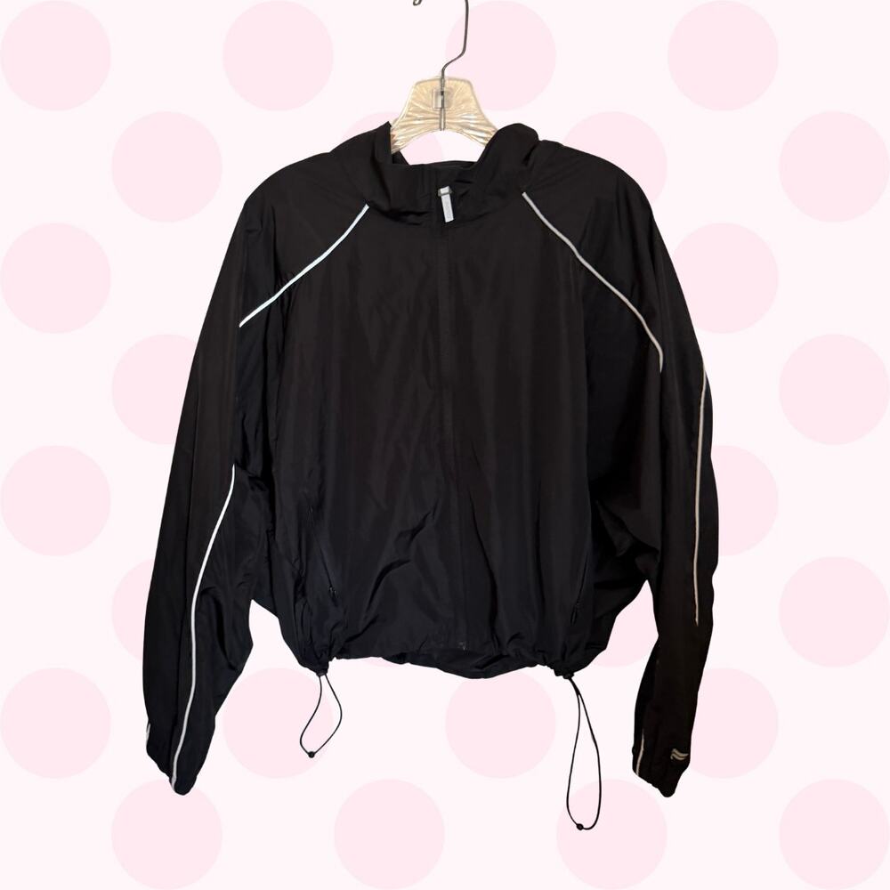 Fabletics Black Reflective Windbreaker Jacket Size Large